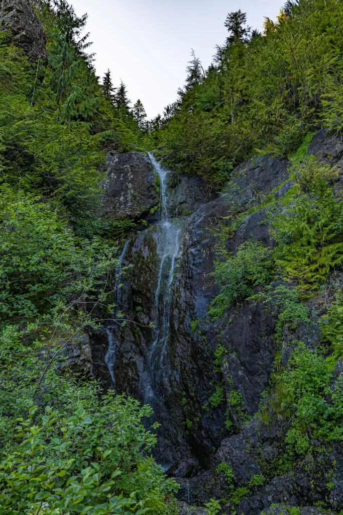 A small, but tall, waterfall just outside Olympic National Park.