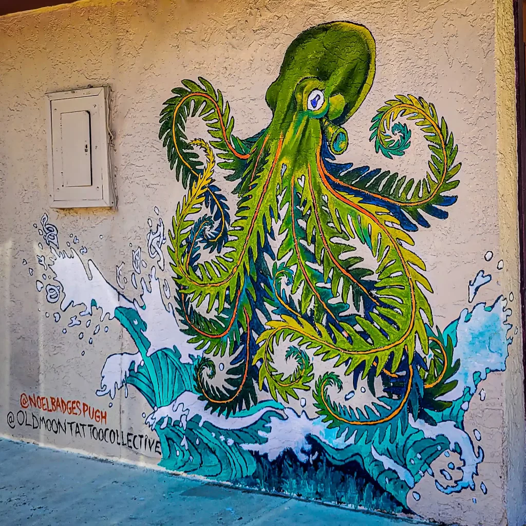 Octopus mural outside a local tattoo shop.