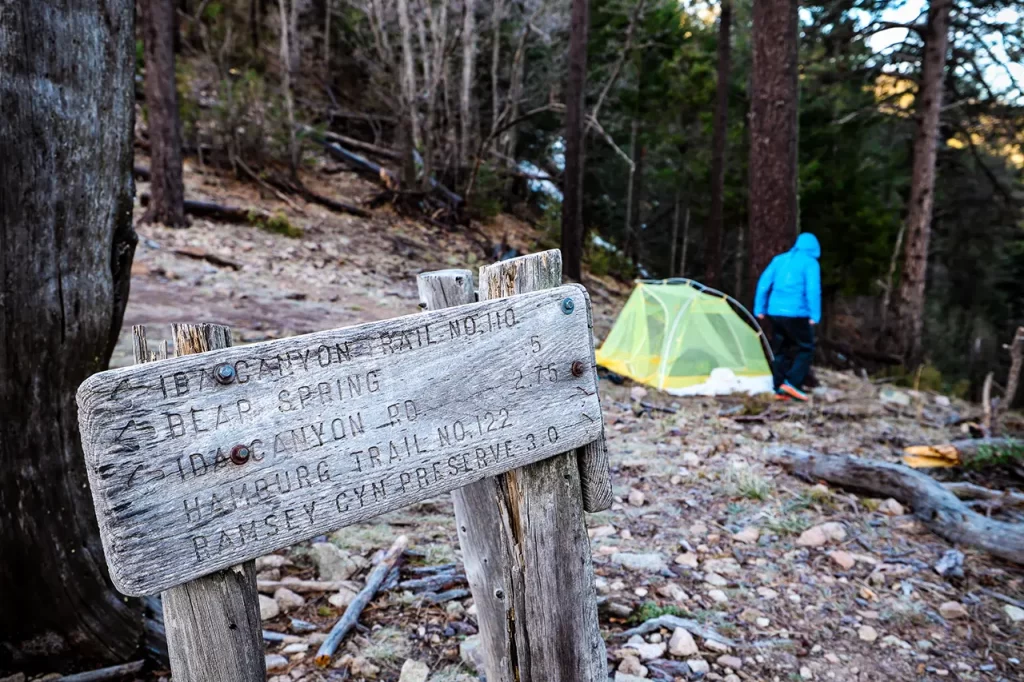 Bear Saddle tentsite along the Arizona Trail.