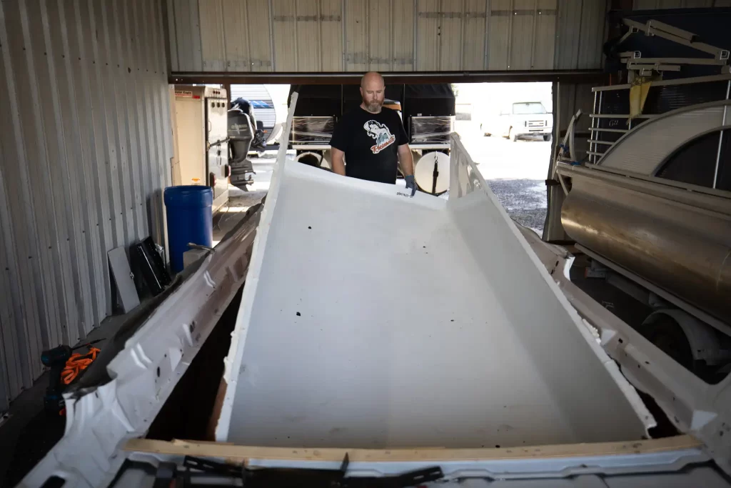 Tom removing the interior of the  junk yard high top.