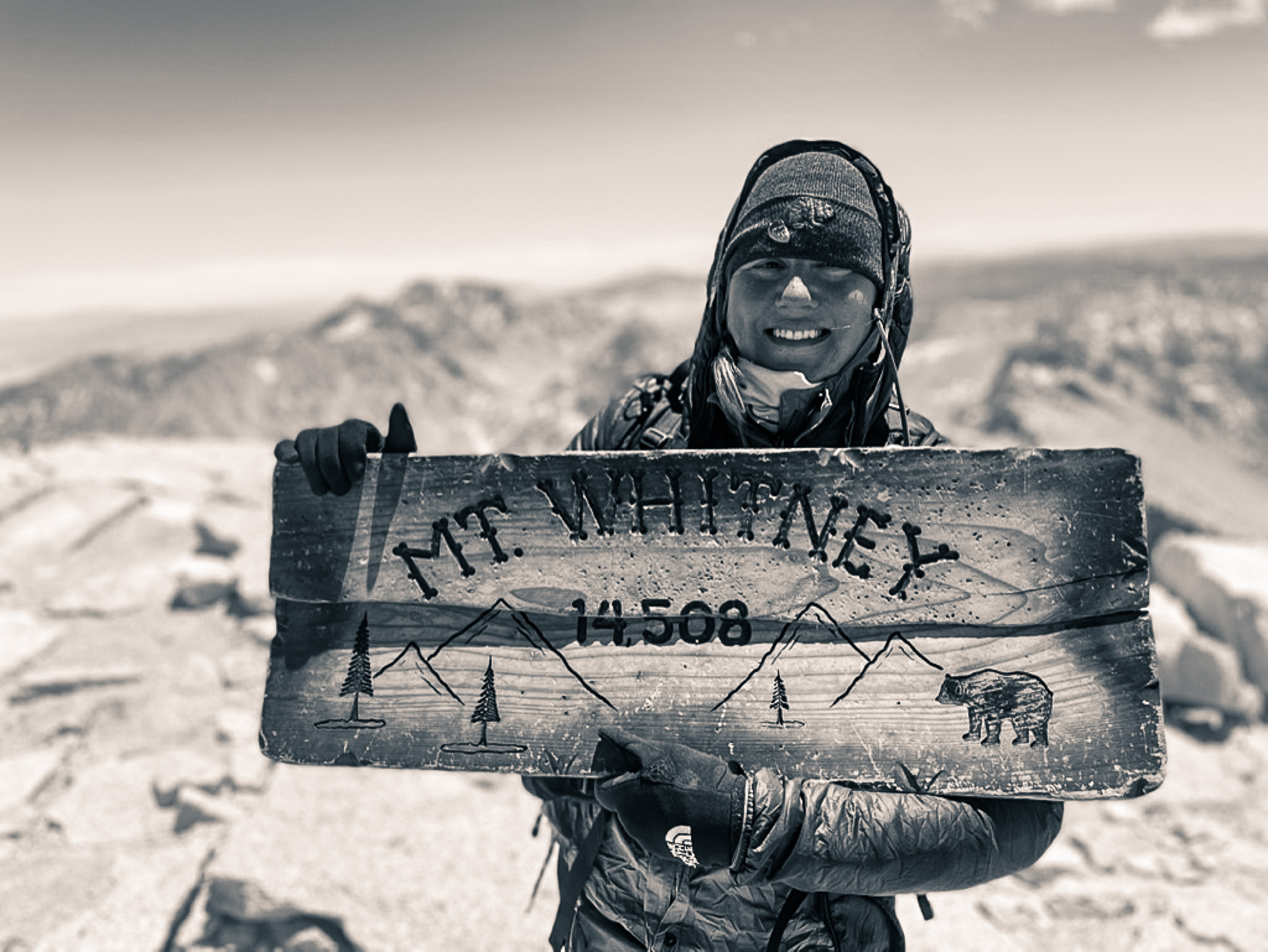 Elyse on top of Mt Whitney!