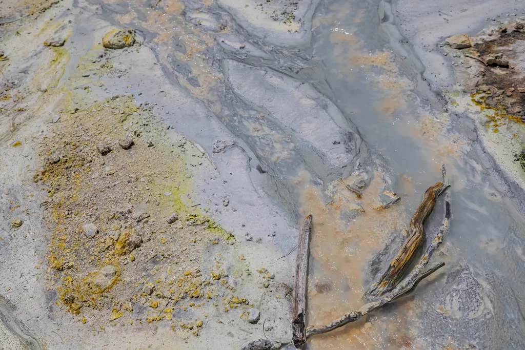 A close up of the stream running through Bumpass Hell.