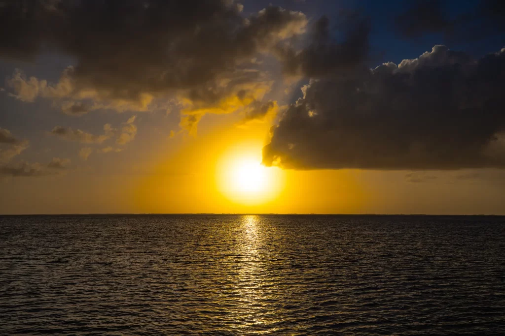 A gorgeous sunset at our first anchorage.