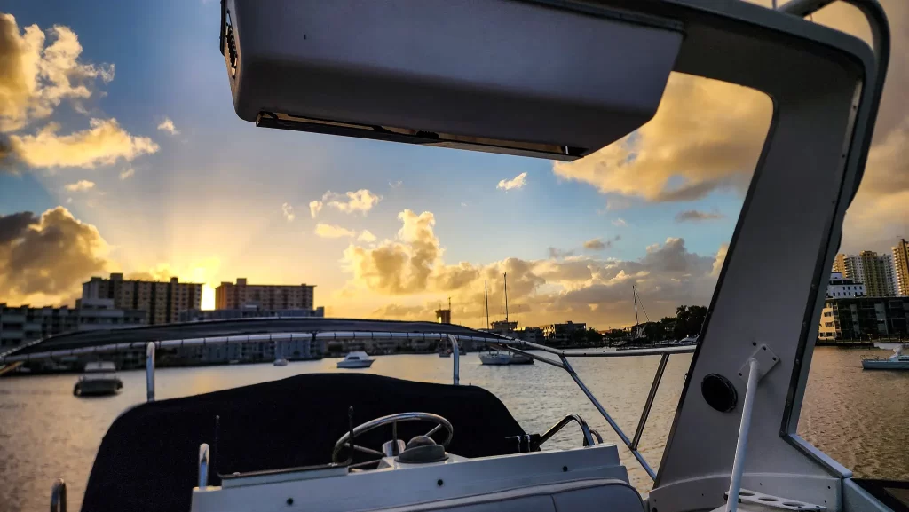 Sunset from the anchorage at Golden Isles.