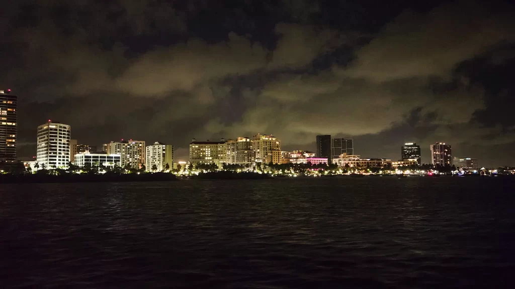 Palm Beach skyline at night from the ICW.