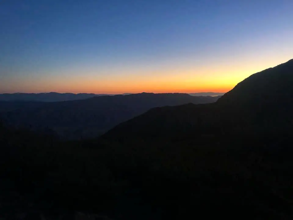 Dark desert sunset.