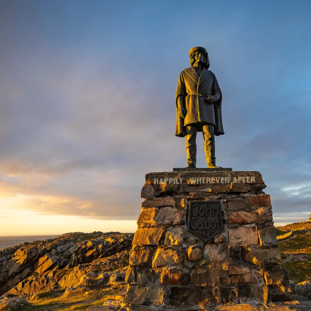 An impressive statue of John Cabot at the Landfall Municipal Park.